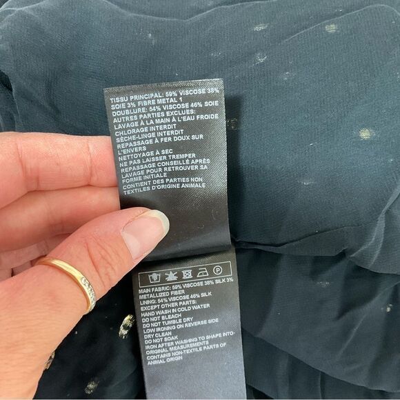 NEW Ba&sh Romy Black Silver Gathered Metallic Fil Coupe’ Maxi Dress 6 - Picture 12 of 16